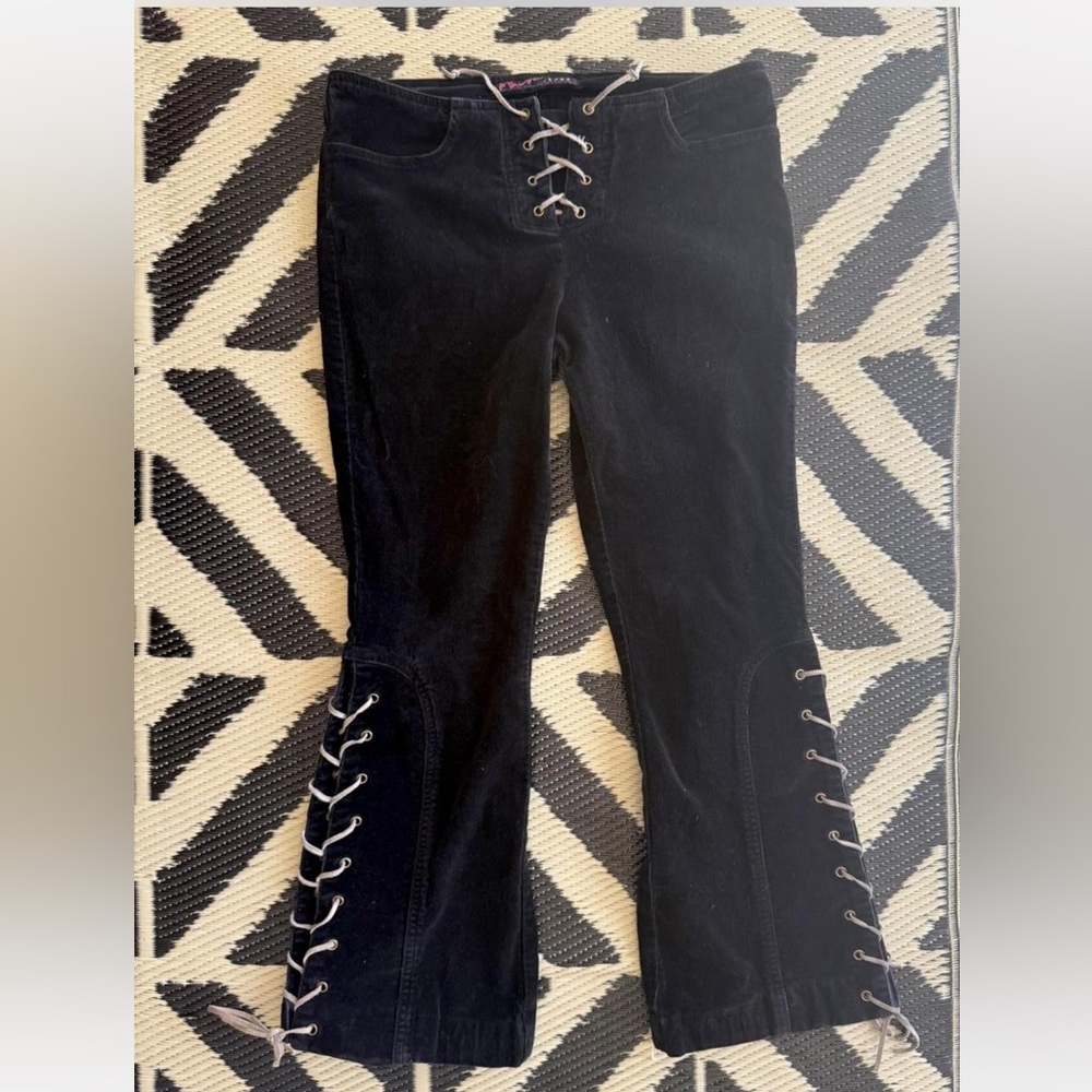 Black Lace-Up Pants
